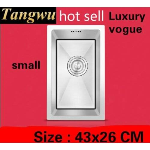 Free shipping Apartment kitchen manual sink single trough small luxury 304 stainless steel vogue hot sell 43x26 CM