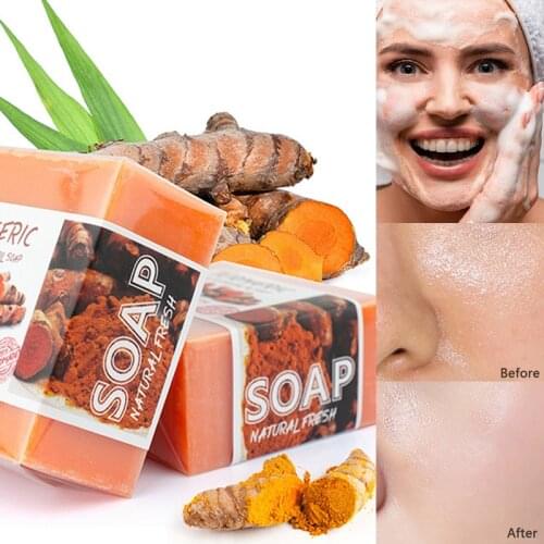 100g Turmeric Essential Oil Handmade Soap Face Moisturizing Whitening Wash Removal Acne Treatment Oil Control Soap Face Care