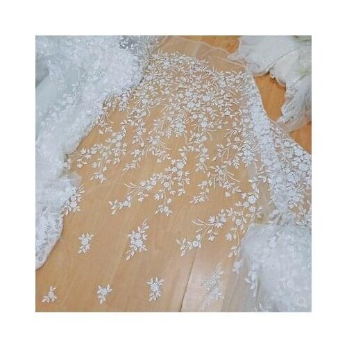 2019 New Summer High-end Embroidered Sequins Lace Fabric Light Gauze Retro Sen Wedding Dress DIY Accessories