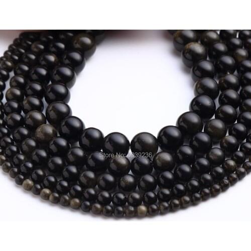 Wholesale Natural Stone Beads Gold Obsidian Round Loose Spacer Beads 4mm 6mm 8mm 10mm 12mm for Needlework DIY Jewelry Making