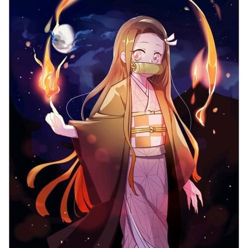Japanese Anime Demon Slayer Kamado Nezuko Poster Silk Print Poster Boy Bedroom Decoration Wall Art Decoration