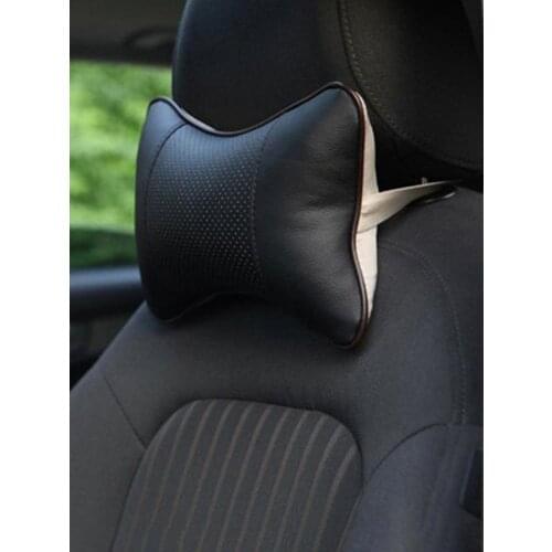 Car Seat Back Support Pillow Cushion Neck Pillow Memory Cotton Fiber Leather Lumbar Support Car Travel Pillow Waist Cushion Car