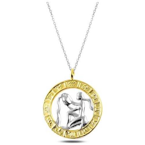 Silver Gold Aquarius Zodiac Pendant