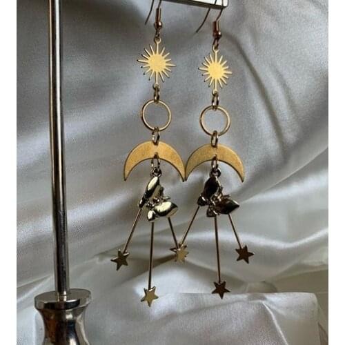 Butterfly Earrings Gold Plated Butterfly Dangle Charm Earrings Celestial Jewelry