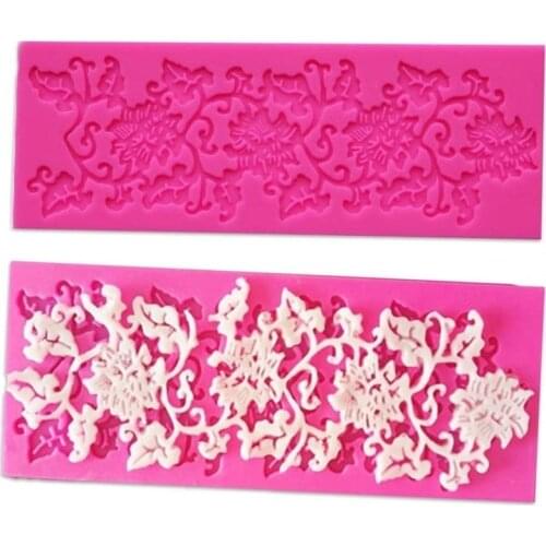 Lace Flower and Leaf Sugar Process Silicone Lace Embossed Cake DIY Mold Candy Decoration Mold Pad