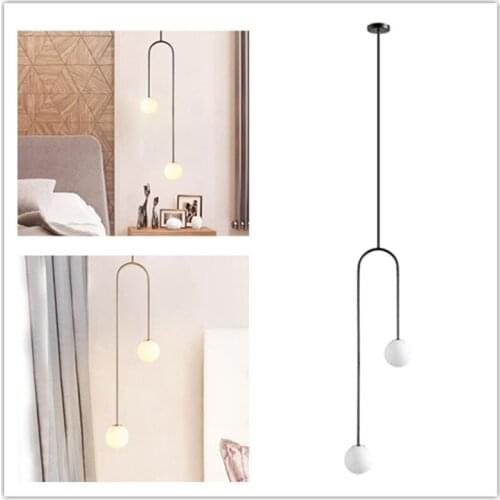 Nordic Bedroom Bedside U Shaped Hanging Pendant Lights Modern Lamps Dining Room Living Room Bar Led Glass Ball Warm De Fixtures