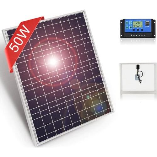 DOKIO Solar Panel 50W + 10A 12V/24V Solar Controller With USB Interface 12V Portable Photovoltaic Panel For Mobile Phone