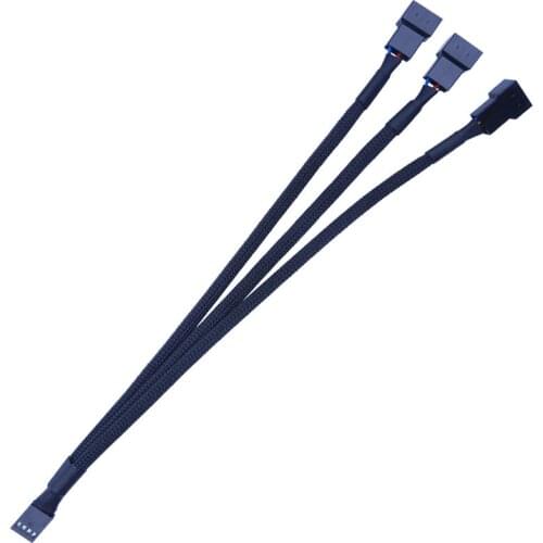 Computer cooling fan 4Pin extension line PWM temperature control one to three HUB line nylon mesh 26.5cm