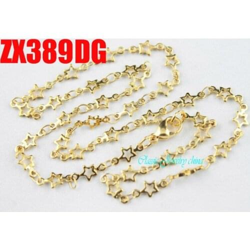 Golden color 4.8mm star chain stainless steel necklace lady fashion jewelry sweater chain 20pcs ZX389DG