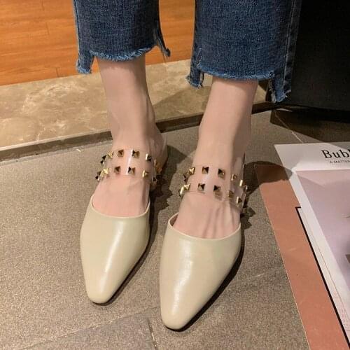 Womens slippers spring and autumn models with PU comfortable square heel non-slip fashion elegant wild womens shoes U24-66
