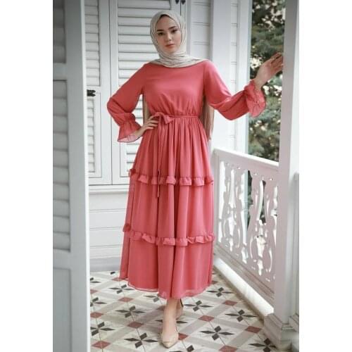 Womens dress ruffle chiffon dress muslim fashion islamic clothing