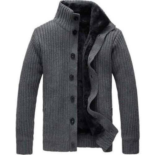 Winter Warm Thick Mens Cardigan Sweater 2019 New Casual Single-Breasted Mens Knit Sweater Cotton Plus Size Fleece Sweater Men