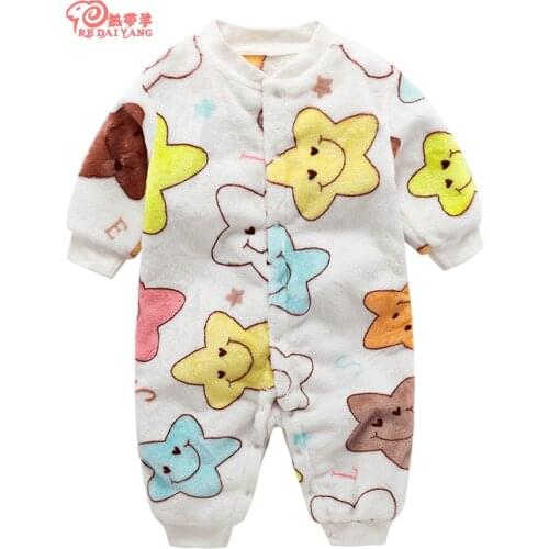 Winter Newborn Baby Clothes Flannel Print Baby Boy Romper Warm Infant Baby Boy Girl Soft Jumpsuit baby Pajamas