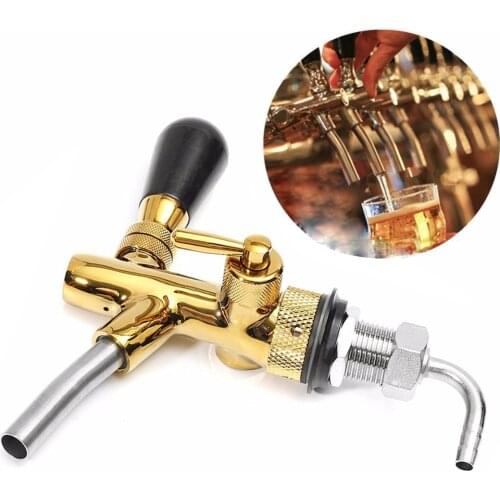 Stainless steel Golden Adjustable Draft Beer Faucet G5/8 Shank Chrome Gold Plating For Kegerator Tap Bar Kitchen