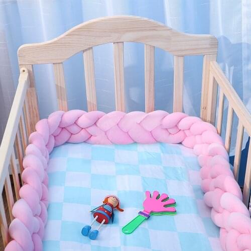 1M 3 Strands Knotted Braided Bumper for Baby Handmade Soft Knot Pillow Pad Nursery Cradle Decor Baby Sleeping Protector Cotton
