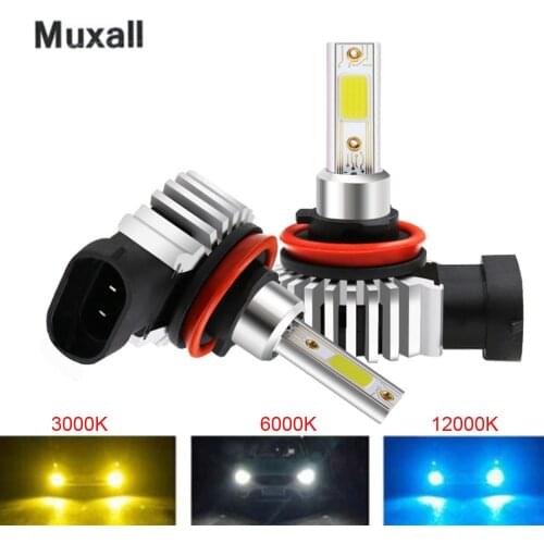 2pcs Mini LED Car Headlight Bulb H7 H1 H3 H4 H11 H8 H9 H27 Fog light 12V 24V 12000LM Lamp 3000K 6500K 12000K Hb4 Hb3 9005 9006