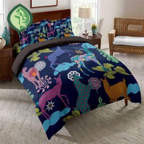 HELENGILI 3D Bedding Set Deer Print Duvet Cover Set Bedclothes with Pillowcase Bed Set Home Textiles #YC-343