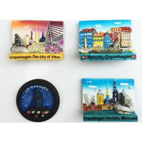 BABELEMI Handmade Painted Copenhagen Denmark 3D Fridge Magnets Tourism Souvenirs Refrigerator Magnetic Stickers Home Decoration
