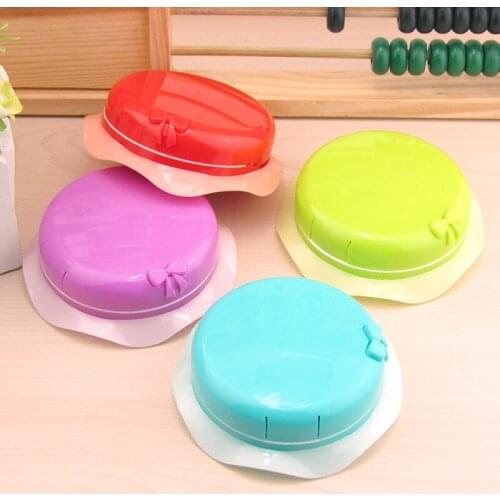 5pcs new cute creative bowknot round Sun cap hat shape contact lens case Fashion beautiful Candy color Partner box Lenses box