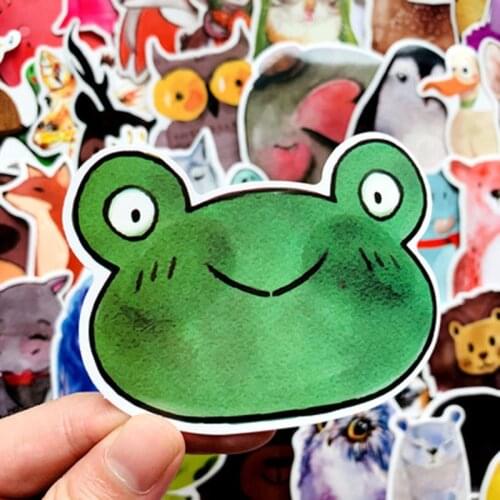 50Pcs Mix Styles Cute Watercolor Animal Sticker Neon Light Warnings DIY Funny Stickers for Laptop Car Luggage Bike Toys