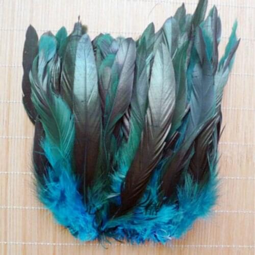 50pcs Lake blue Beautiful Rooster feathers 5-8''/12.5-20cm pheasant chicken plume Free shipping