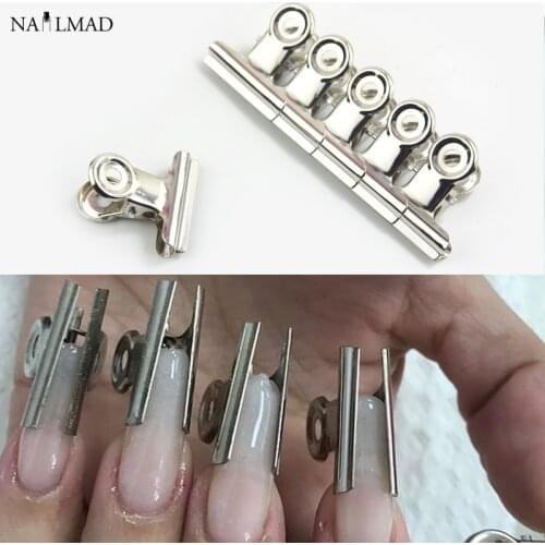 6pcs Curvature Clips Rusian C Curve Nail Pinching Tool Stainless Steel Acrylic Nail Pincher Clips