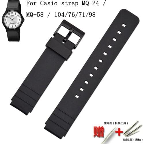 Watch Accessories Rubber Strap Buckle for Casio Resin Strap Series MQ-24 / MQ-58 / 104/76/71/98 Mens Sports Strap 16mm