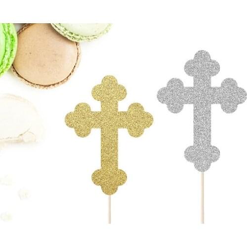 Glitter Cross Cupcake Toppers - Cross Toppers, Baptism Cupcake Toppers, First Communion, Baptism, Confirmation, Christening