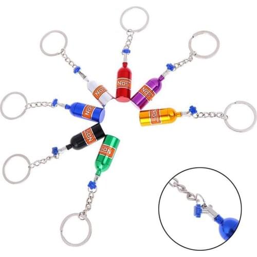 1pcs Car Key Ring Car Nos Nitrogen Cylinder Keychain Aluminum Alloy Car Keyring Pendant Jewelry Decorative For Women Men