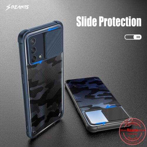 Rzants For OPPO A74 4G OPPO F19 Case Soft [Camouflage Lens] Protection Function Slim Half Clear Military Cool Cover