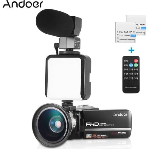 Andoer HDV-301LTRM IR Nightshot 24MP 1080P FHD Digital Video Camera Camcorder 16X Digital Zoom DV with 2pcs Rechargeable battery