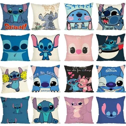 Disney Cartoon Stitch Series Pillow Cover Home Sofa Bed Car Cushion Cover 45x45cm