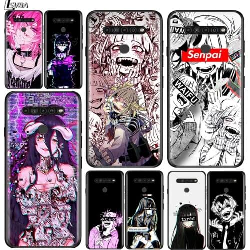 Sad Anime Aesthetic Senpai for LG G8 G8S G8X V30 V35 V40 V50 V60 ThinQ Q60 K40 K50 K30 K41 K51 K61 K71 K22 Black Phone Case
