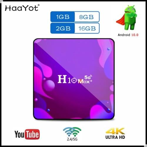 H10 Max+ Smart Tv Box Android 10 4k 2.4g & 5g Wifi 1GB 8GB 2GB 16GB Quad Core Set-Top Box Media Player