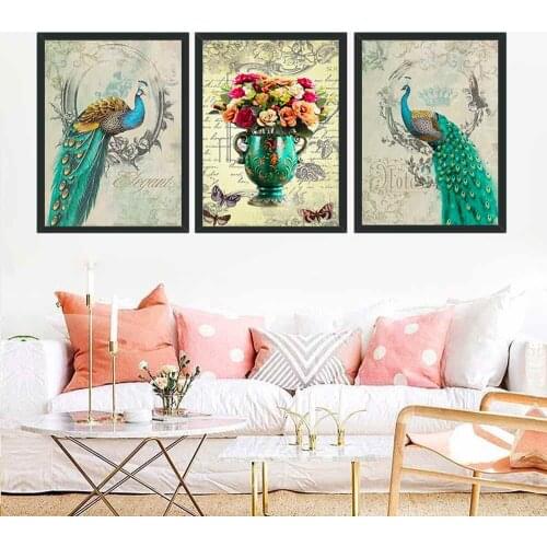 HAOCHU Peacock Classical Poster For Living Room Home Decor Painting Print Poster Simple Nordic Wall Picture Canvas Painting