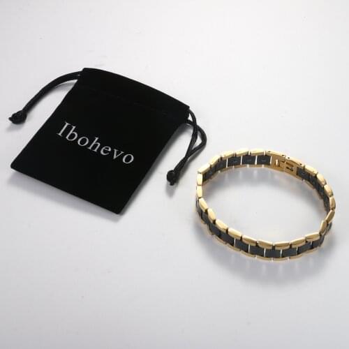 Ibohevo Bracelet For Men Jewelry Gold Color Heavy Big Chain Link Men Stainless Steel Bracelet Pulseras