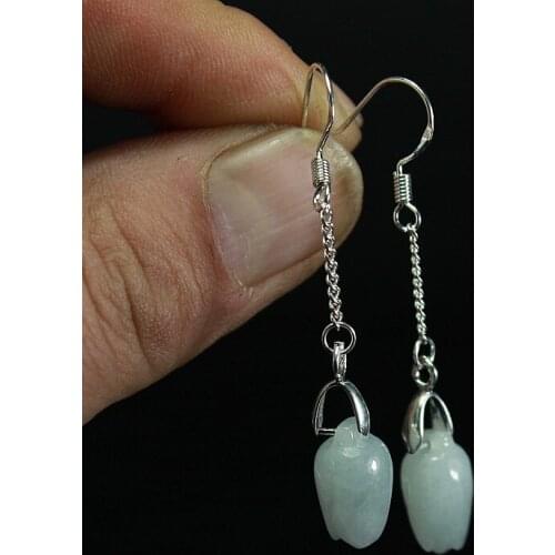 Fine jewelry Natural Ice Jadeite A Goods Jade Earrings, Water Drop Beads and Pearls 925 Pure Silver Long-style Temperament