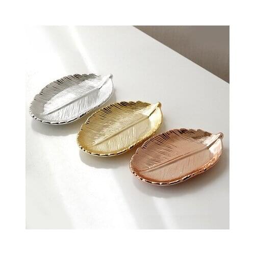 Ceramic Leaves Plate Tree Leaf Jewelry Dessert Gold/Silver Storage Tray Ceramics Jewelry Trinket Dish