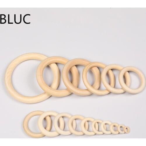 1-50Pcs 15-125mm Wooden Beads Connectors Circles Rings Unfinished Natural Wood Lead-free Baby Teething Toys Rings Accesories