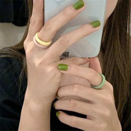 Korea 2020 Chic Colorful Transparent Resin Acrylic Rings Hot Vintage Fashion Morandi Color Women Party Jewelry Finger Ring Gifts