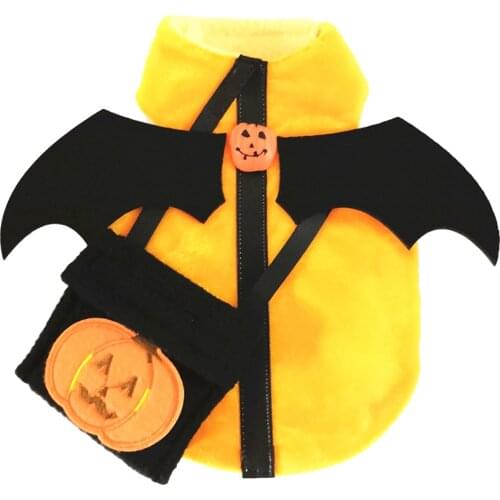 Creative Pet Festival Costume Bat Wing With Pumpkin Bag Decor Cat Dog Costume Pet Clothing Supplies For Halloween Party Cosplay