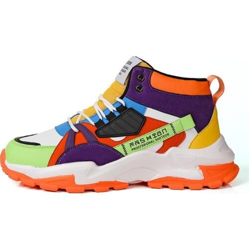 New Men Sneakers High Top Boots Non-Slip Running Shoes Fashion Colors Splicing Designer Sports Shoe Men Casual zapatos hombre