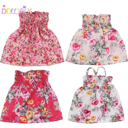 Doll Talk Handmade Accessories 18 Inch Doll Clothes Summer Sling Skirt For Dolls Toy Beautiful Rose Flower Small Floral Clothes