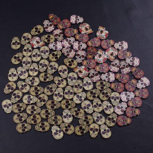 ZOTOONE Fashion Skull Buttons Wood Sewing Scrapbooking Random Color Two Holes Needlework Sewing Buttons DIY Clothing Accessories