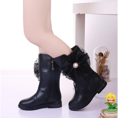 Princess Fashion bead Bow Fringe Winter Boots Kids Long Boots For Big Girls Snow Boots Children Shoes 4 5 6 7 8 9 10 11 12 Years