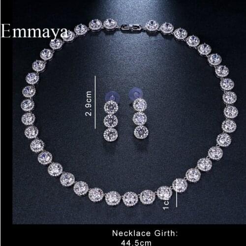 Emmaya Brand Gorgeous Round Jewelry White Gold Color AAA Cubic Zircon Wedding Jewelry Sets For Lover Brides Popular Jewelry Gift