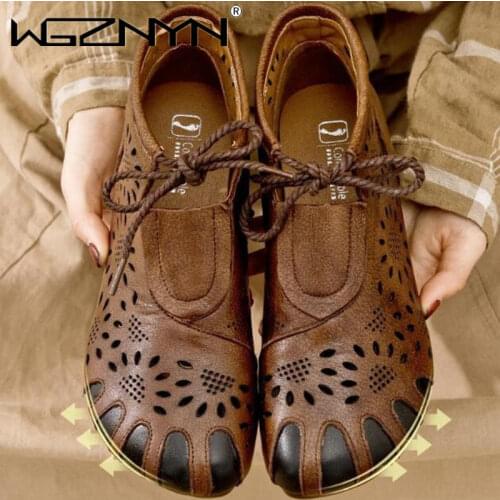 2021 NEW Genuine PU Leather Summer Shoes Wedges Sandals Women Gladiator Sandals Vintage Open Toe Cross Platform Sandals Female