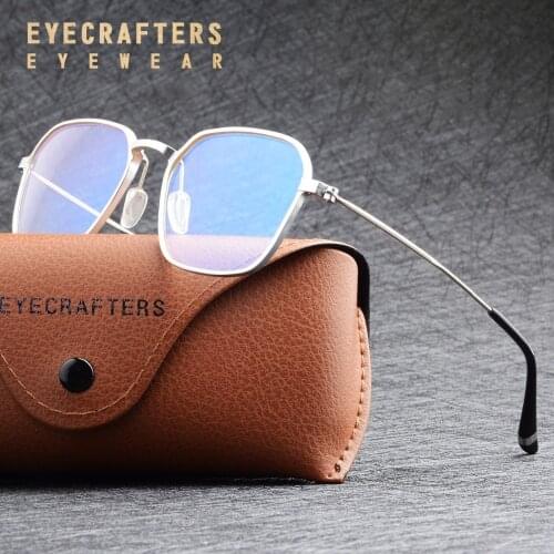 Men Women Anti-Blue Ray Optical Glasses Frame Clear Lens Computer Glasses Aluminium Vintage Retro Full Eyeglass Frames