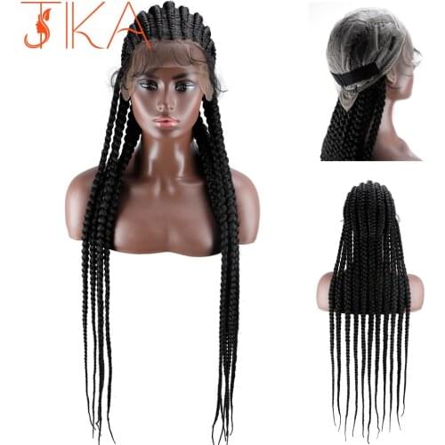 African Braided Wigs 36 inches 360 Full Lace Front Synthetic Wig for Black Women Cornrow Braids Lace Wigs African Braids Wig