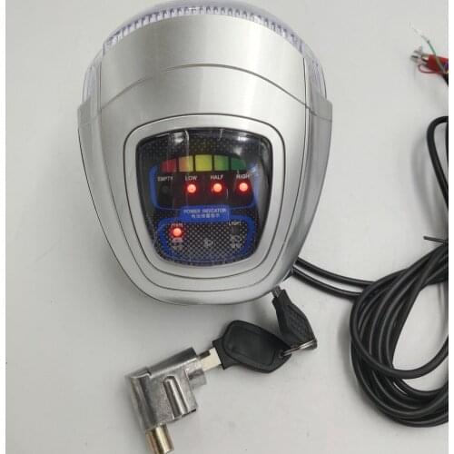 Frontlight+horn+switch lock/key LED lamp with battery level display electric bike scooter headlight moped tricycle headlamp